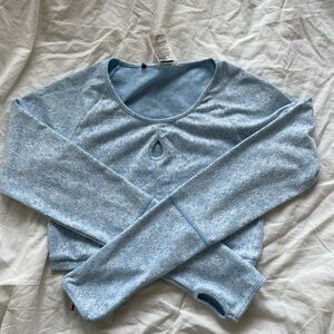 Gymshark Blue Fleur Texture Long Sleeve Crop Top